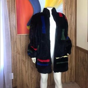 80s glam rock rabbit fur coat